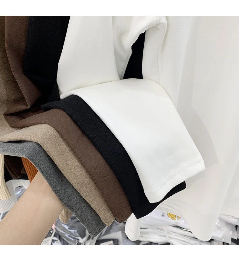 Women’s Winter Thickened Fleece-Lined Round Neck Long Sleeve Base Shirt | Slim Fit Solid Color Thermal Inner Wear Top