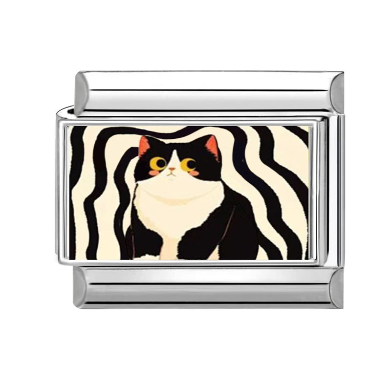 2025 Original Y2K Colorful Cute Cartoon Cats Dogs Italian Charm Links Fit 9mm Stainless Steel Bracelet Men Women DIY Making Gift