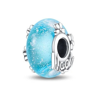 2025 Classic 925 Sterling Silver Colored Flower & Leaf Murano Glass Charm Beads | DIY Bracelet