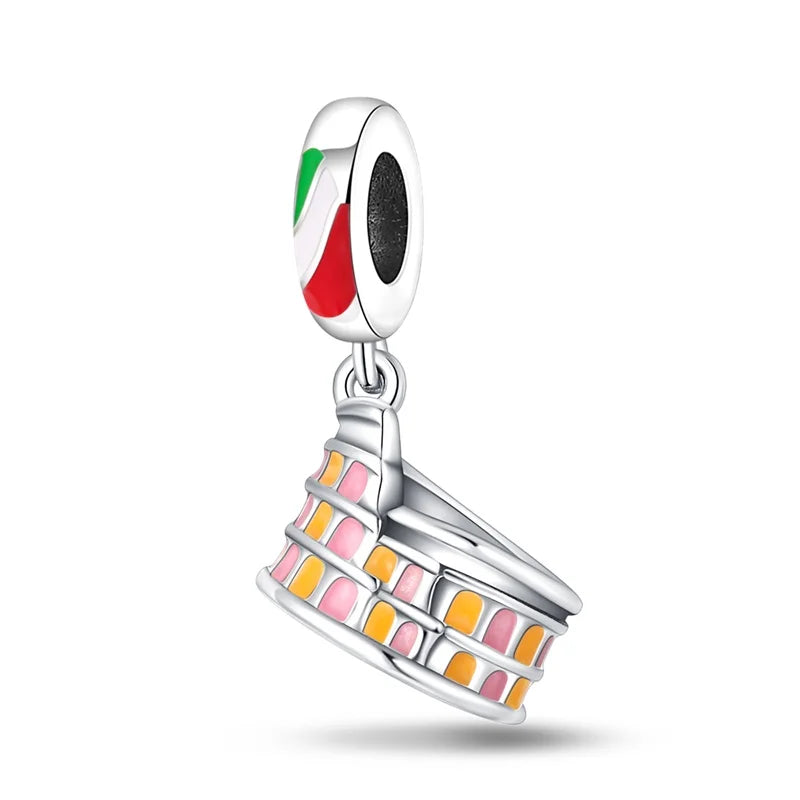 925 Sterling Silver Travel & Luggage Attractions Zircon Charm Beads | Fit Pandora Bracelet