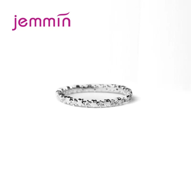 925 Sterling Silver Star Ring with Clear CZ | Luxury Stackable Women’s Wedding Jewelry