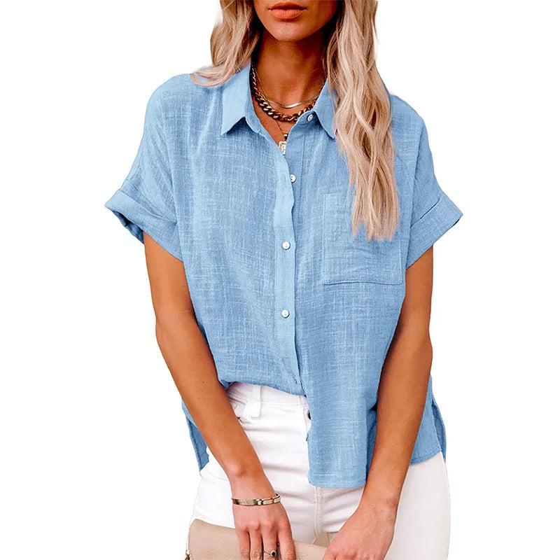 Women’s Cotton Linen T-Shirt | Summer Loose Fit Top | Casual Streetwear Blouse for Ladies