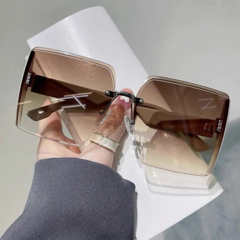 Vintage Square Sunglasses for Women – Classic Retro Gradient Mirror Rimless Sun Glasses | Female Fashion Oculos De Sol