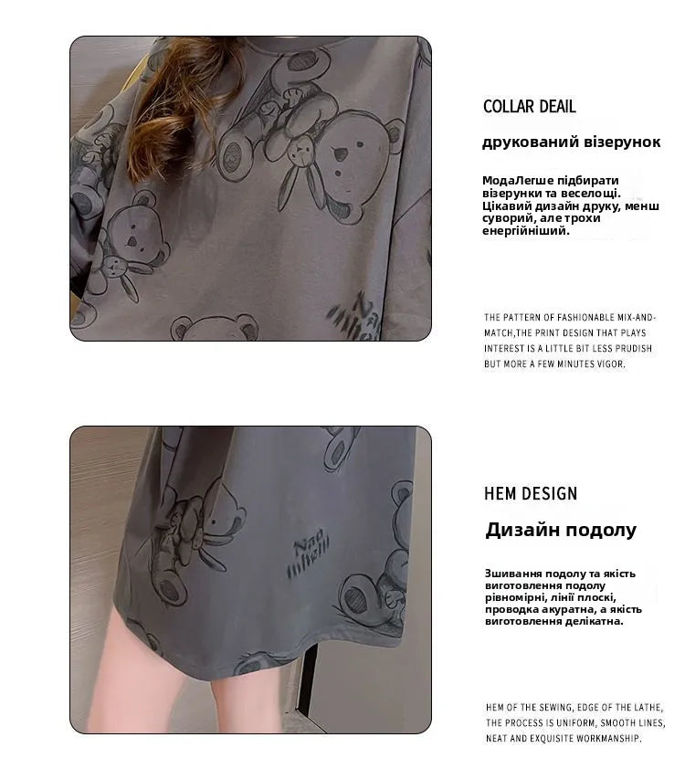 Plus Size Women’s Cartoon T-Shirt | Summer Loose Fit Top | Korean Style Short Sleeve Round Neck