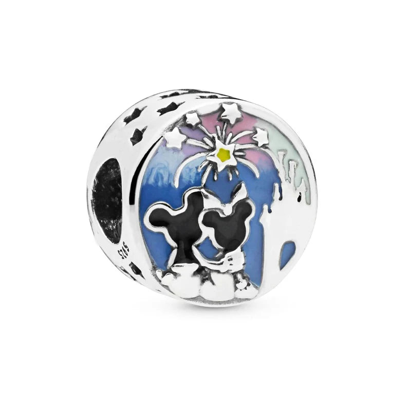 925 Sterling Silver Disney Castle Flower Fairy Rabbit Wings Charm | Fits Original Bracelet Pendant Women DIY Jewelry