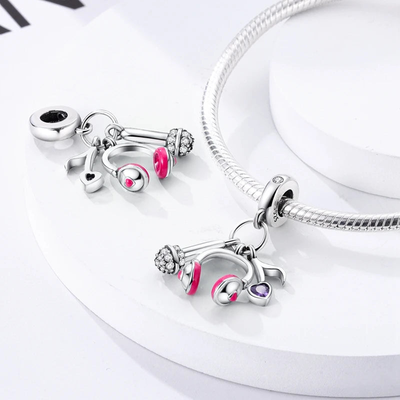 925 Sterling Silver Funny Playable Charms Beads | Smart Watch Tarot Bike Travel Dangle Fit Pandora Bracelet DIY Jewelry