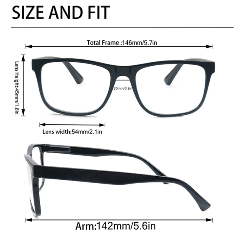 MODFANS Oversize Reading Glasses for Men – Rectangle Classic Frame Readers with Spring Hinge | Lightweight Eyewear MSR213