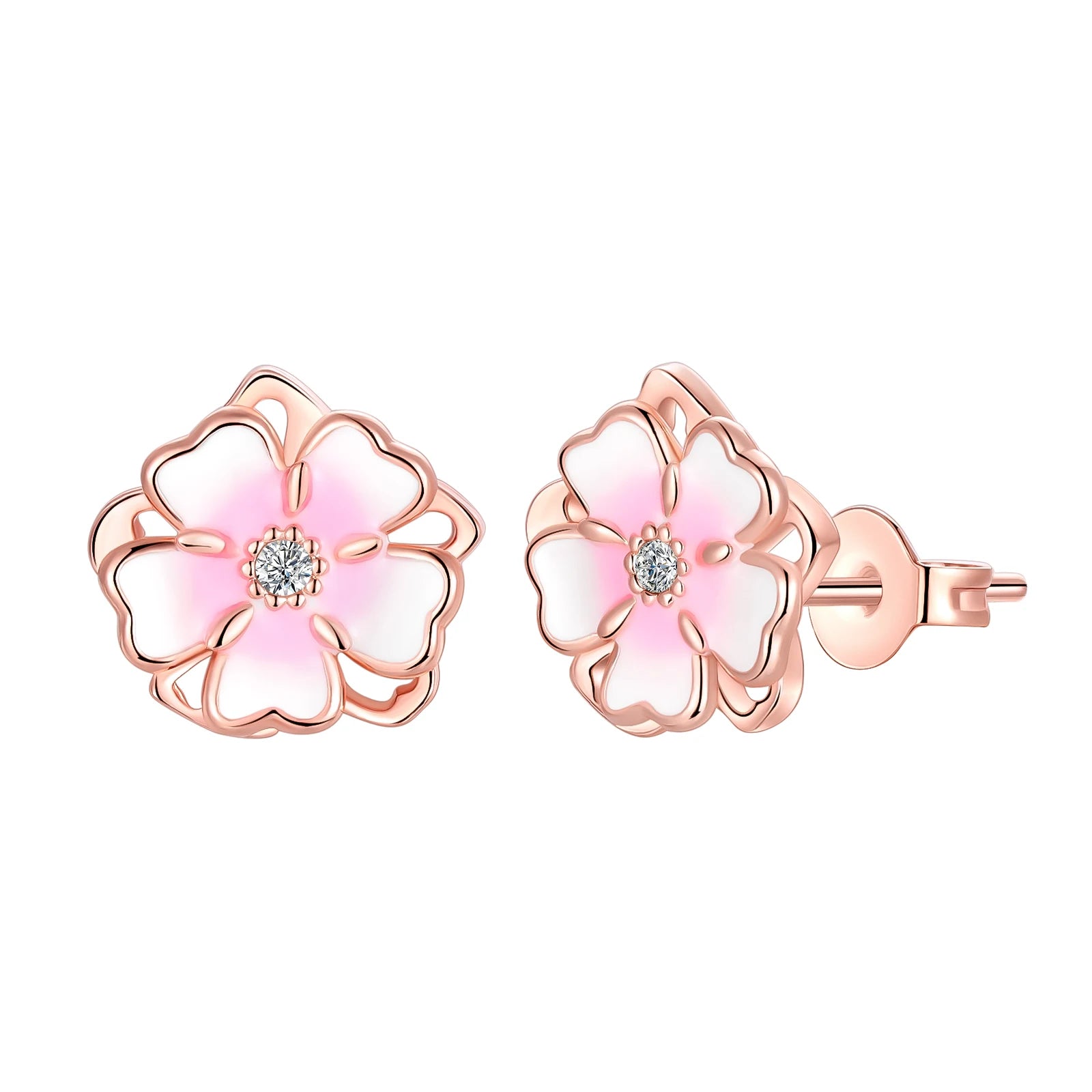 Original 925 Sterling Silver Fruit Series Earrings | Cherry & Strawberry Zircon Hoop Studs for Women Girls Party Jewelry