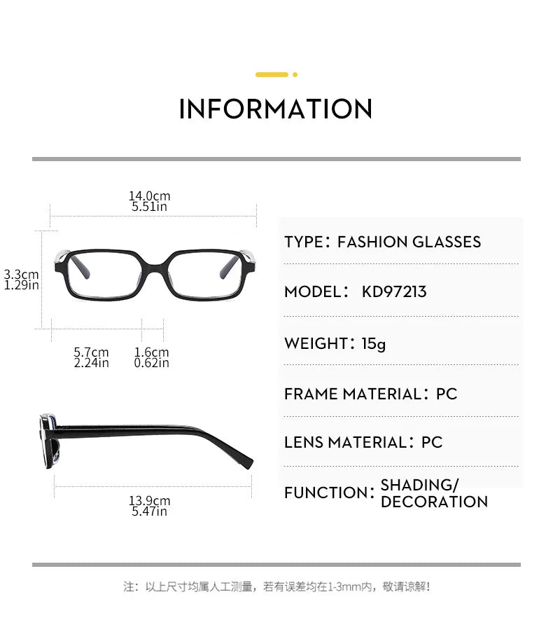 Fashion Retro Small Rectangular Frame Anti-Blue Light Glasses – Women INS Simple Commuting Computer Eyewear