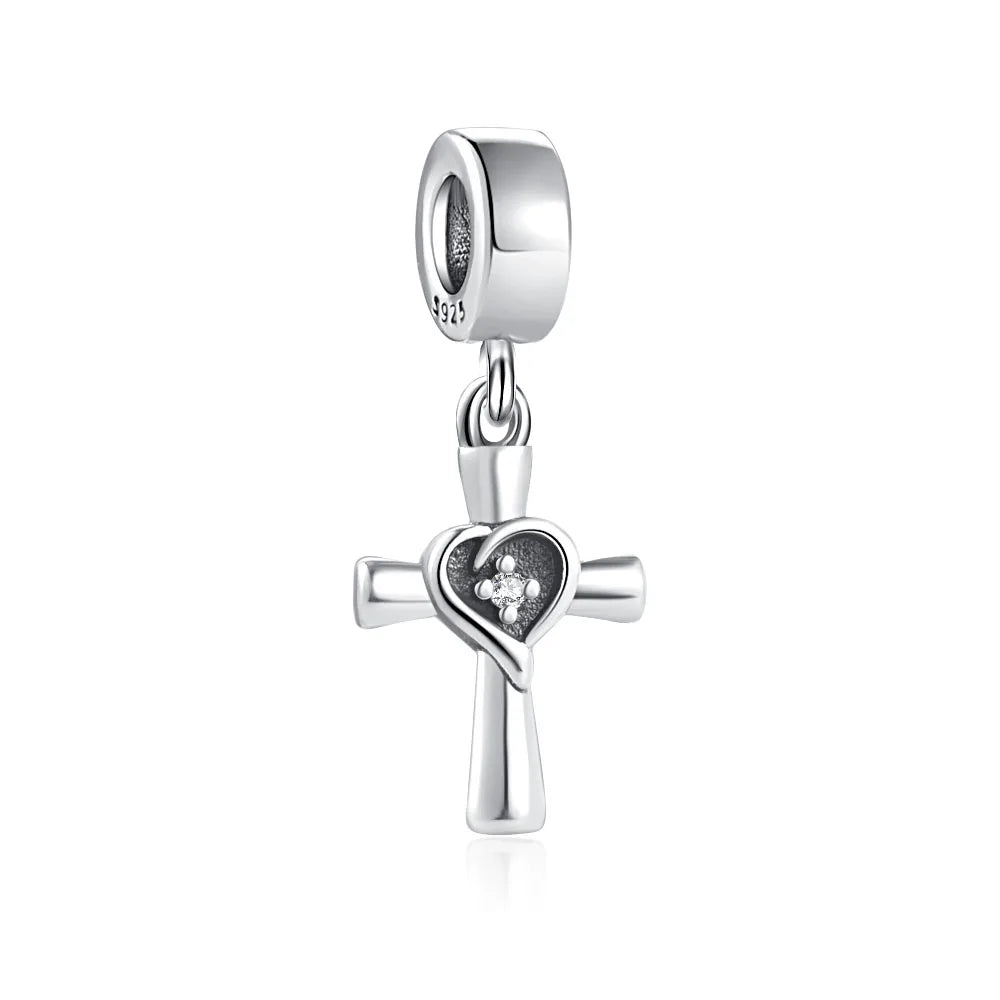 New 925 Sterling Silver Plated Christ Cross Buddha Charm Bead | Fit Original Pendant Bracelet DIY Fashion Jewelry