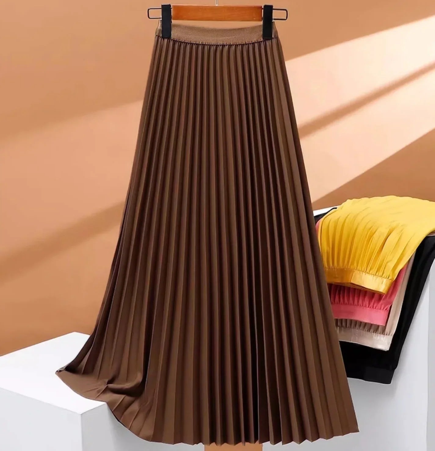 Ladies Fashion Casual Long Pleated Skirt – Elegant Vintage Temperament Party Faldas