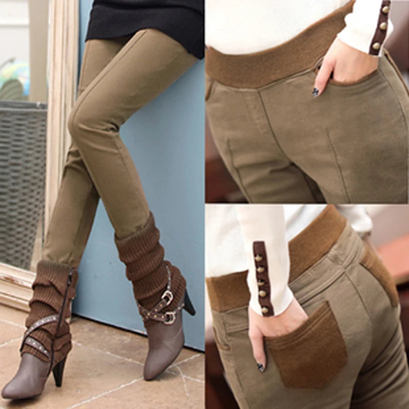 Women Pencil Pants High Waist Skinny Black Velvet Leggings – Warm Winter Jeggings S-4XL