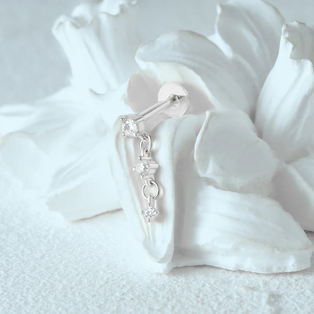 Aide 925 Sterling Silver Geometric Multi Piercing Stud Earrings for Women – K Gold Tassel Elegant Jewelry Gift