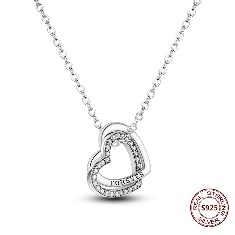 Heart to Heart Necklace 925 Sterling Silver Love Pendant Chain for Women – Wedding & Engagement Fine Jewelry