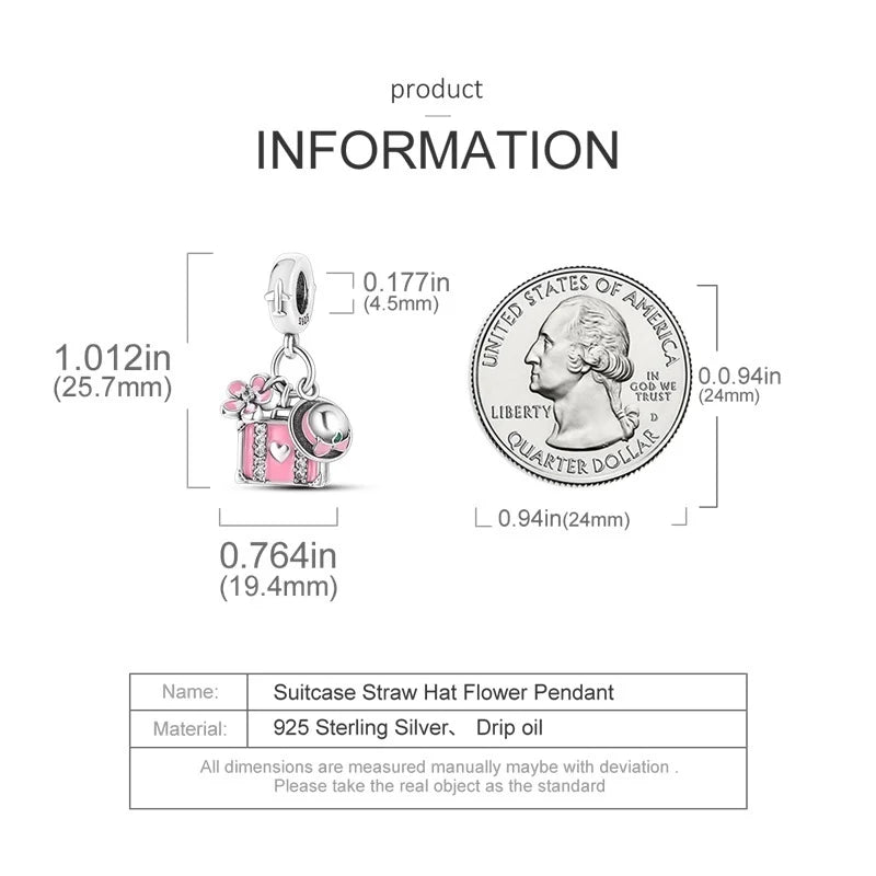 925 Sterling Silver Romantic Princess Charm Beads – Pink Dress, Lipstick & Dancing Shoes Fit 3MM Bracelet