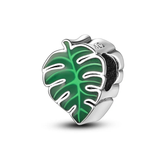 925 Sterling Silver Lucky Grass Leaf Charm | Fits Pandora Original Bracelet | 2024 Fine Bead Pendant | DIY Jewelry Gift