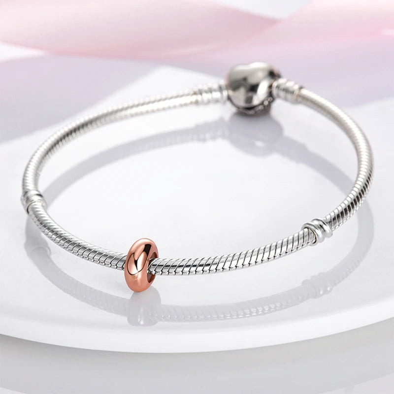 925 Sterling Silver Safety Chain & Clip Charms – CZ Pave Round Beads Fit Pandora Bracelet DIY Jewelry Making