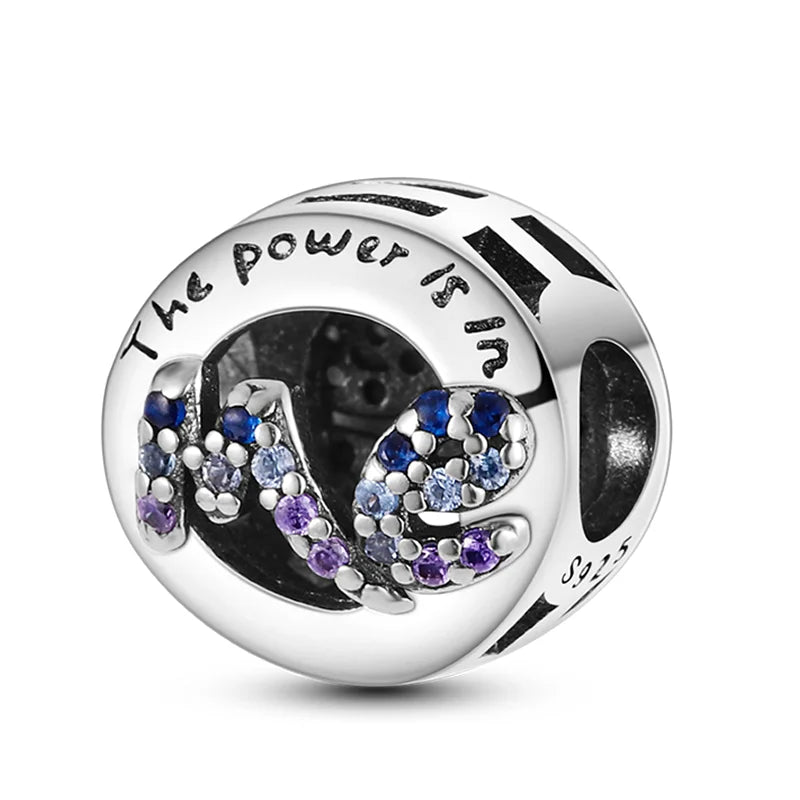 925 Sterling Silver Colorful Charms – Rose, Crown, Rainbow & Heart Dangle Beads Fit Pandora Bracelet & Necklace