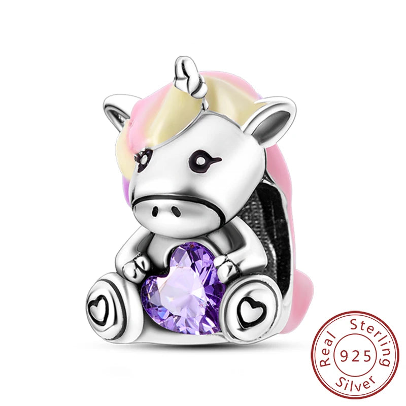 925 Sterling Silver Animal Charms | Cat, Dog & Heart Beads Fit Original Bracelet DIY Jewelry Gift for Women