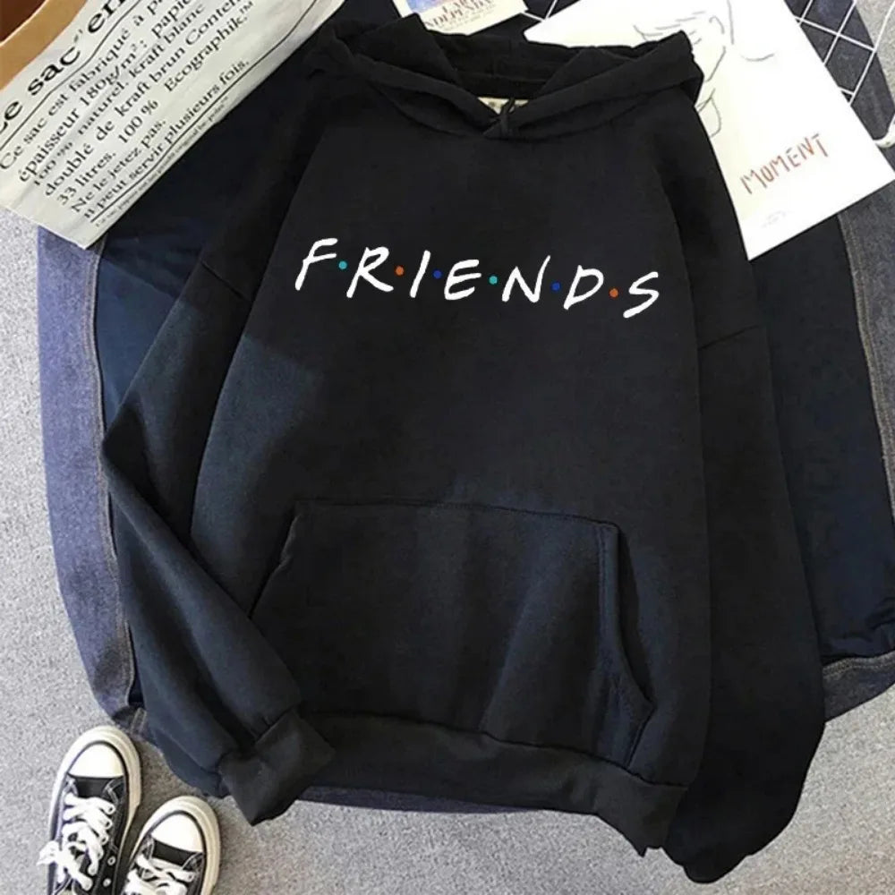 Friends TV Show Hoodie for Women – Funny Cartoon Graphic Ullzang Vintage Anime Sweatshirt 90s