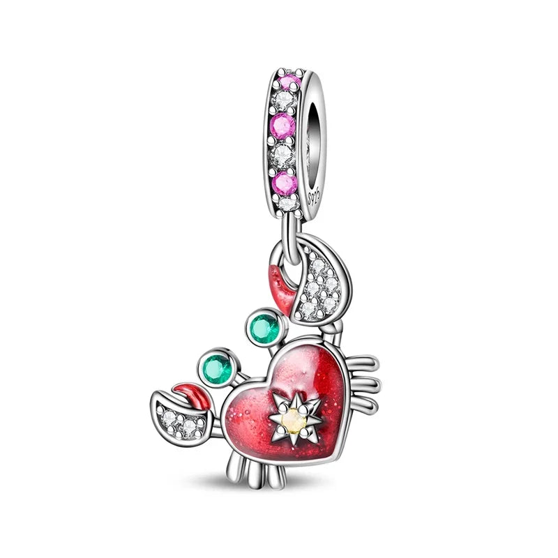 925 Sterling Silver Red Heart Charms | Apple, Rose & Gift Box Beads Fit Original Bracelet Necklace Women Jewelry