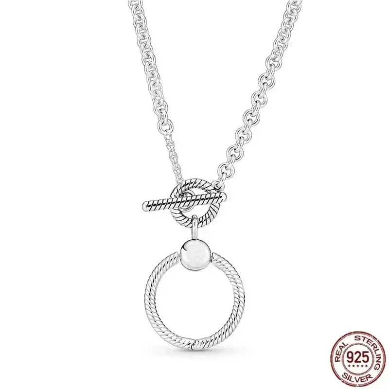 925 Sterling Silver Shiny Round Heart Necklace | Classic Elegant Charm Jewelry Gift for Women