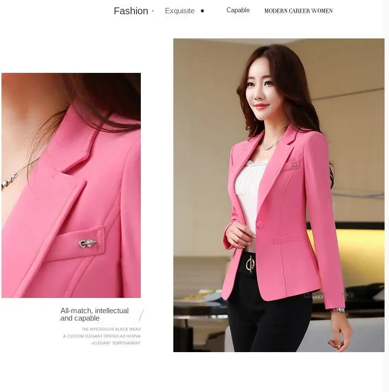 Women's Black Professional Suit Jacket | Spring/Autumn Office Blazer for Work & Interviews