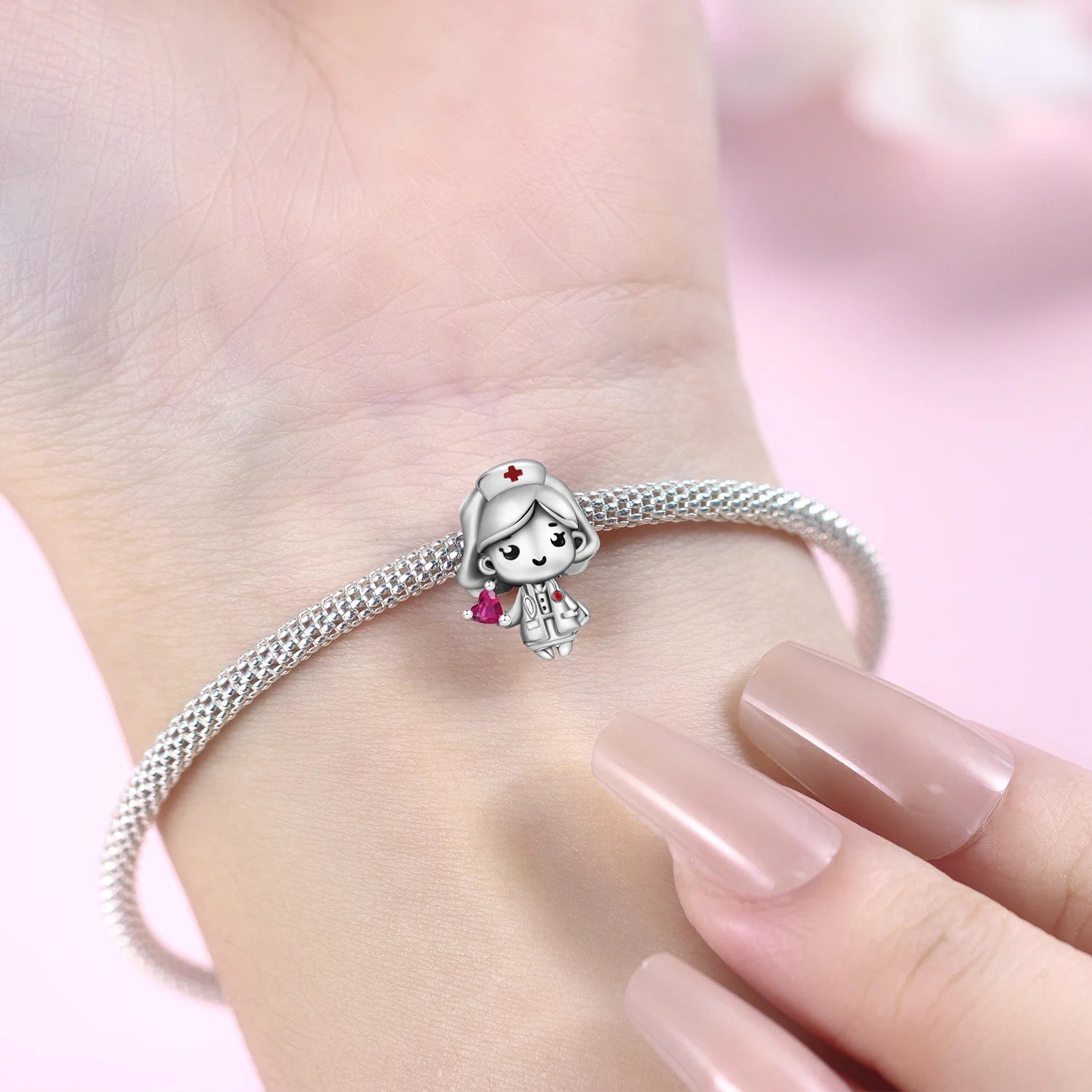 Orstarry 925 Sterling Silver Cartoon Nurse Charm Bead | Cute DIY Bracelet Jewelry Gift for Women