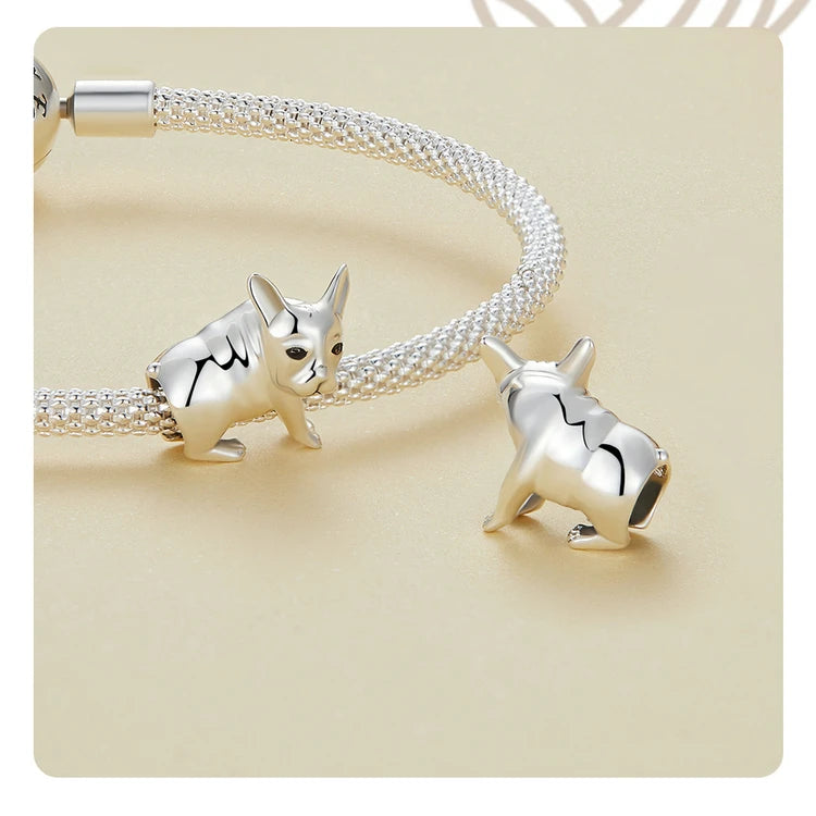 BISAER 925 Sterling Silver Dog Charm | Cute Dachshund Pet Bead Pendant for Women’s DIY Bracelet Jewelry
