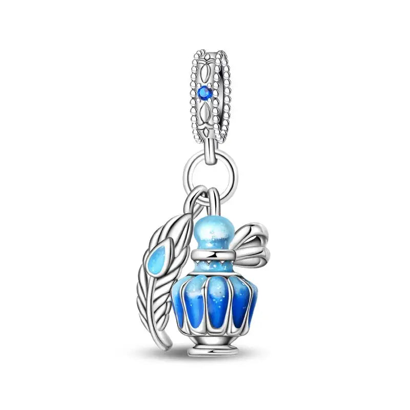 925 Silver Plated Magic Mirror Princess Angel Pink Charm Beads | Fits Original Pan 925 Bracelet | Exquisite DIY Jewelry