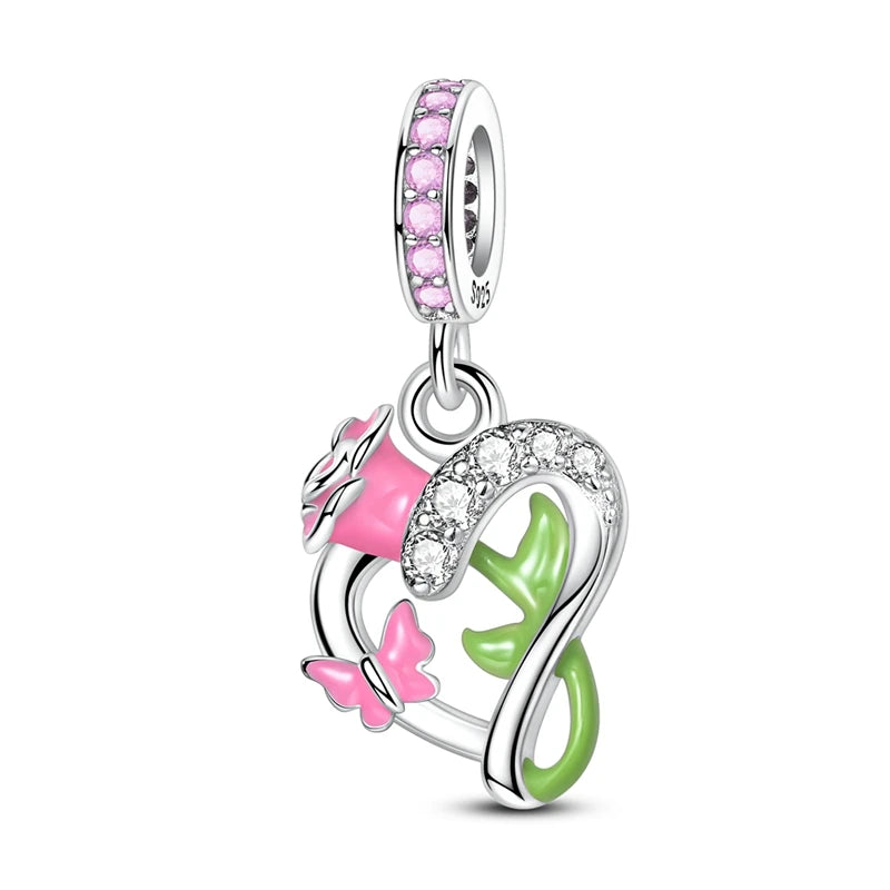 2025 925 Silver Daisy Tulip Pansy Flower Charms Bead | Fit 3mm Original Bracelets DIY Jewelry Gift