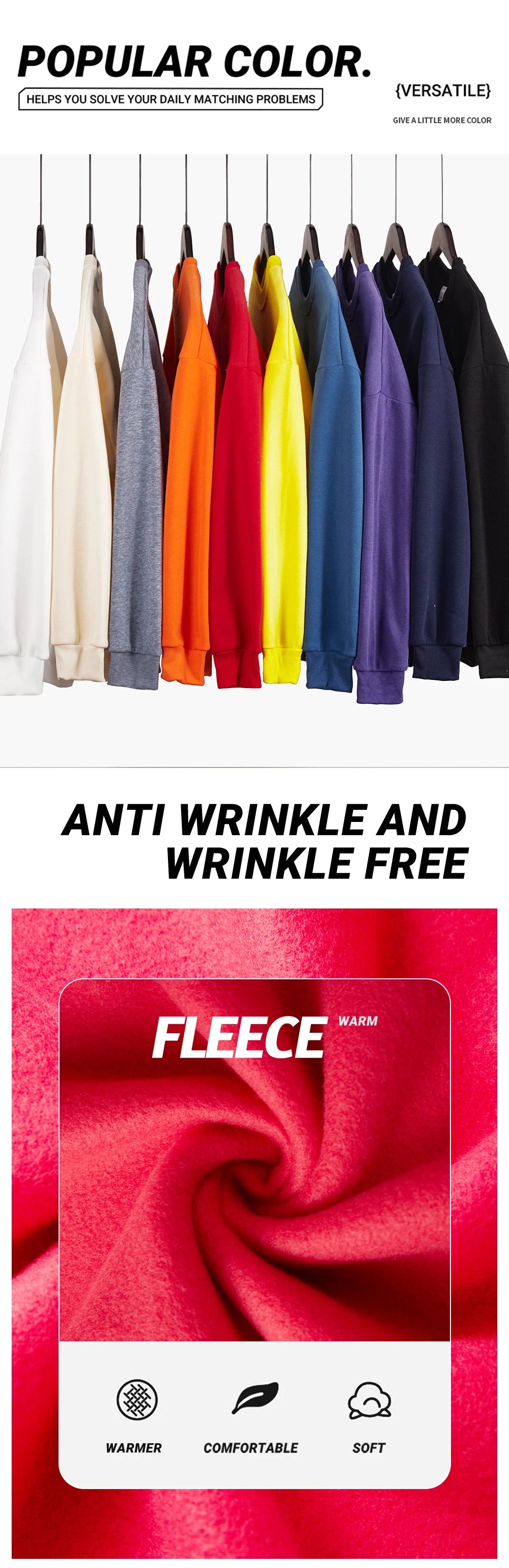 Women’s Solid Sweatshirt | Casual Warm Hoodie | Loose Fleece Crewneck Pullover Top for Autumn & Winter