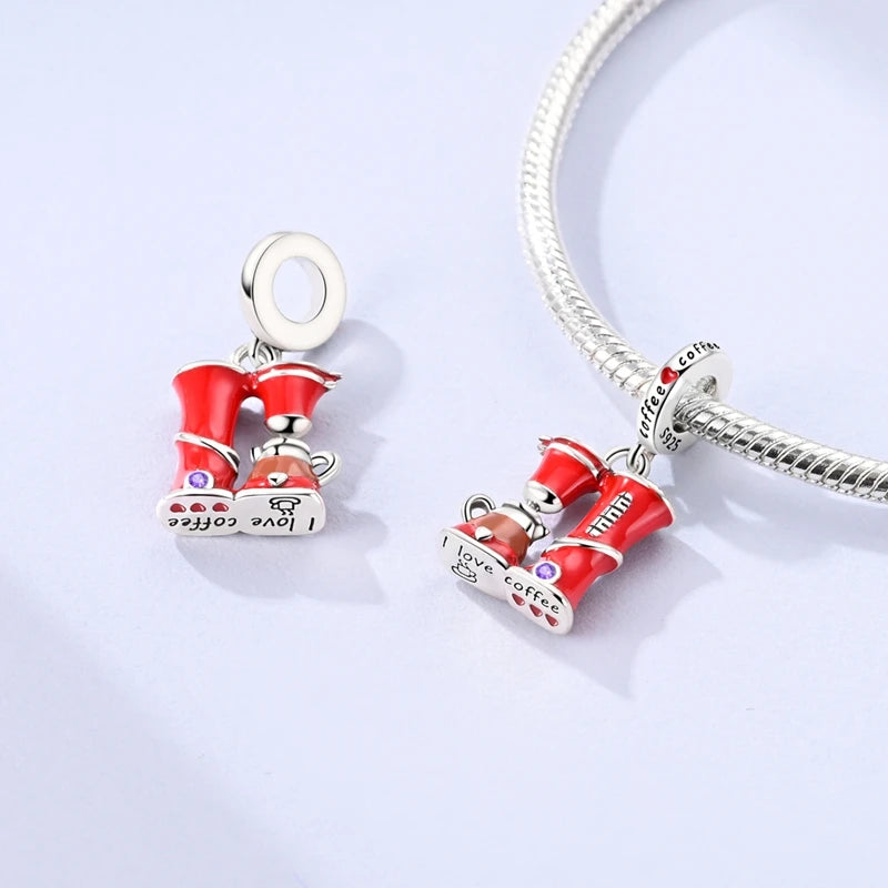 925 Sterling Silver Colorful CZ Zircon Dangle Charm | 2025 New Fashion Bead | Fits Pandora Bracelet | DIY Jewelry Gift