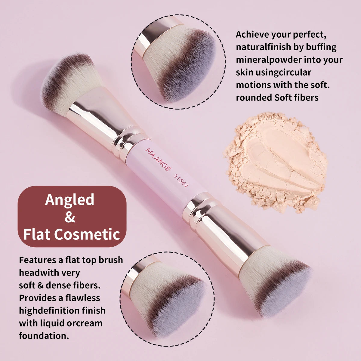 MAANGE 4pcs Basic Makeup Brushes Set with Box – Dual-Ended Foundation, Powder, Blush & Eyeshadow Brushes for Beginners & Travel