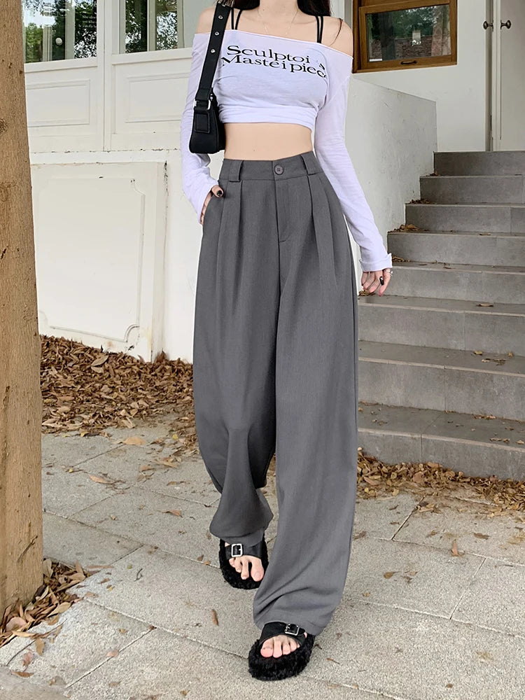 High Waist Loose Pants Women – Summer 2025 Retro Casual Drapey Versatile Trousers