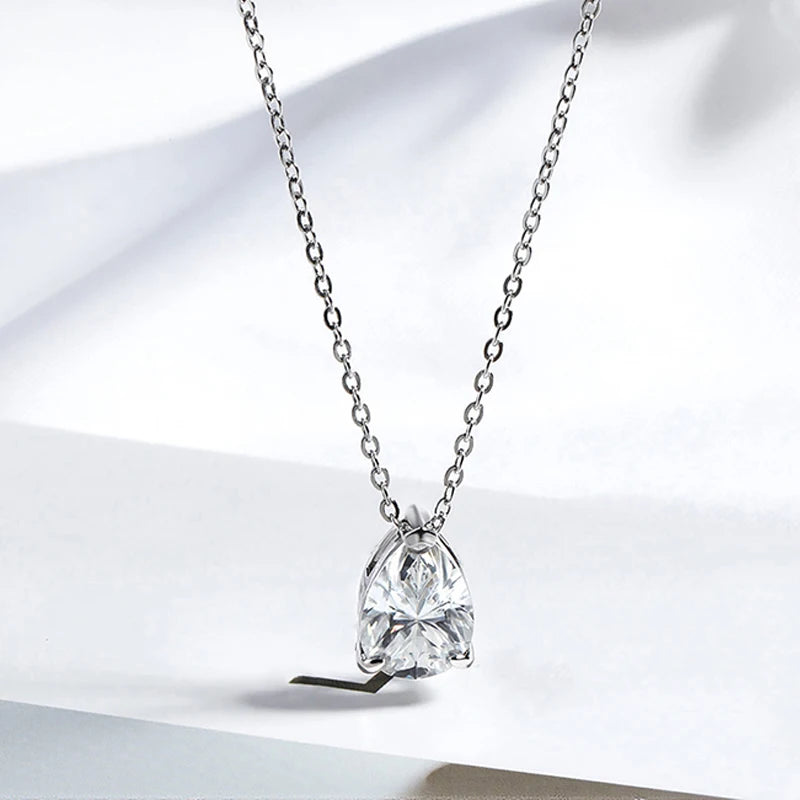 Smyoue 1-4CT Pear Cut Moissanite Pendant Necklace – 925 Silver Lab Diamond Chain for Women