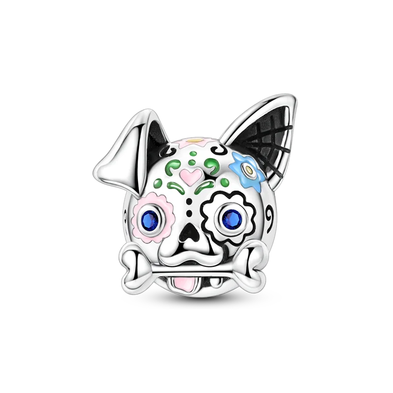 925 Sterling Silver Pink Cat & Dog Paw Charm Bead | Animal Claw Bone Beads for 925 Bracelet DIY Jewelry Gift