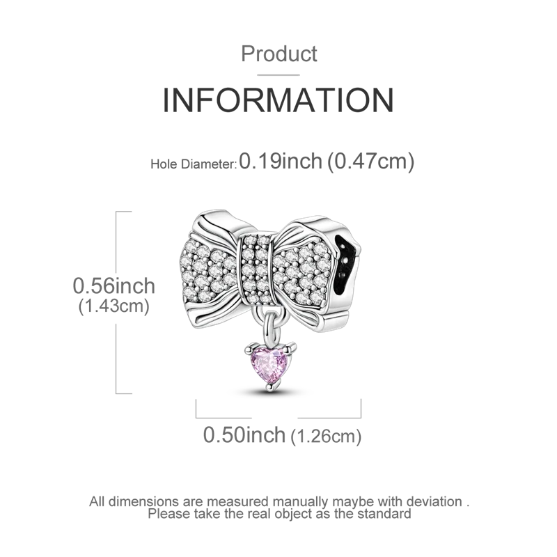 925 Sterling Silver Zircon Bowknot Heart Balloon Charms | Original Pendant Beads Fit Bracelet DIY Fine Jewelry for Women