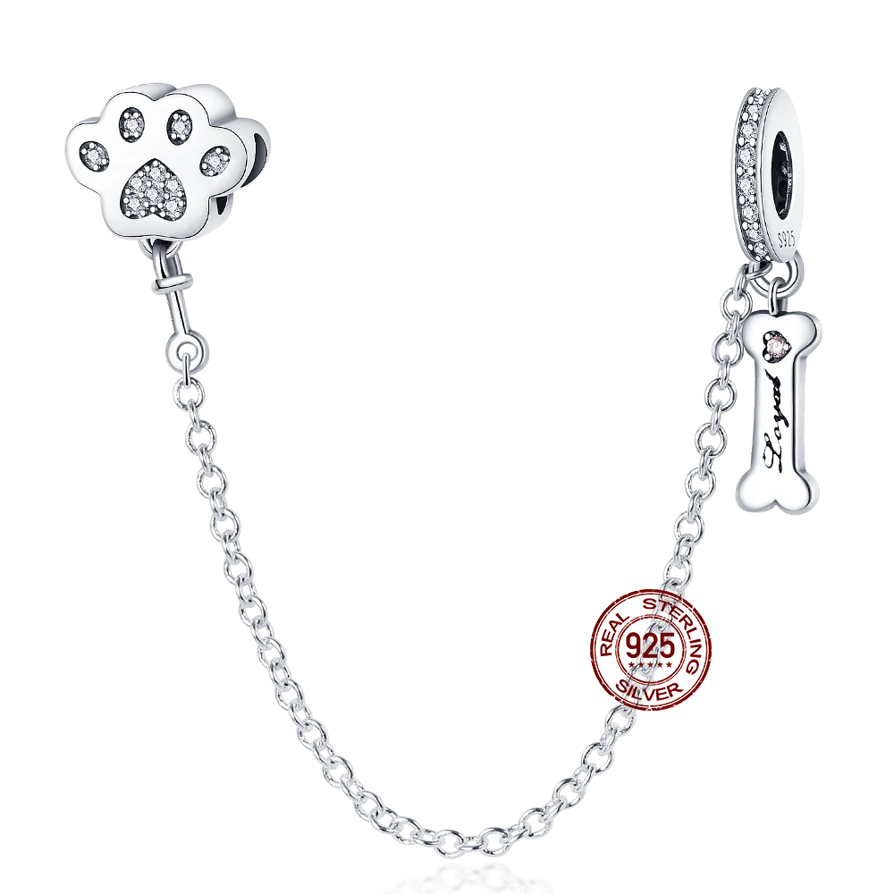 925 Sterling Silver Silicone Spacer Beads & Safety Chain | Clasp Charms Fit Original Pandora 3mm Bracelet – Women’s Jewelry