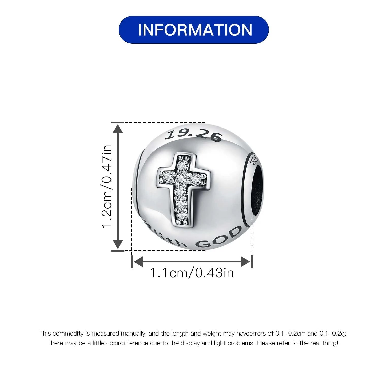 925 Sterling Silver Jesus Religious Symbol Charm Bead | Faith Pendant for Original Bracelet DIY Jewelry Gift