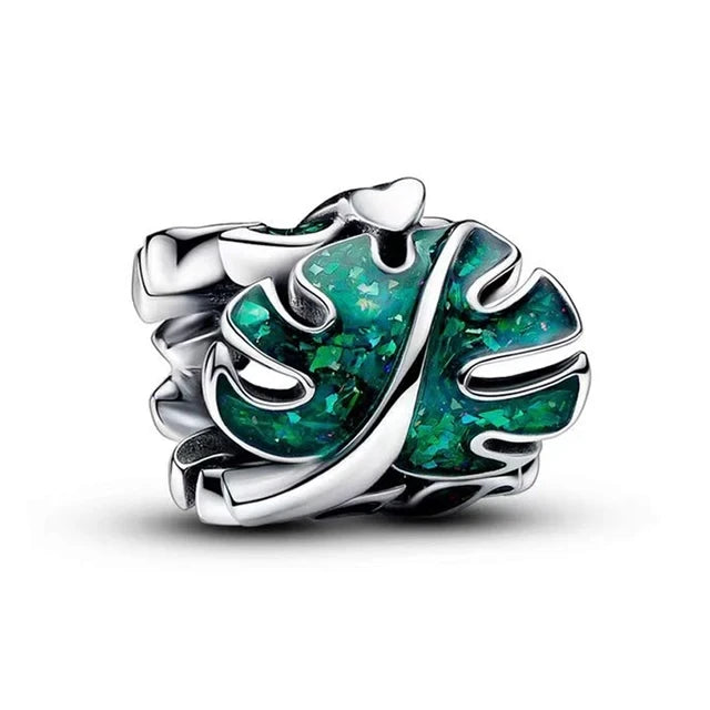 925 Sterling Silver Lucky Grass Leaf Charm | Fits Pandora Original Bracelet | 2024 Fine Bead Pendant | DIY Jewelry Gift
