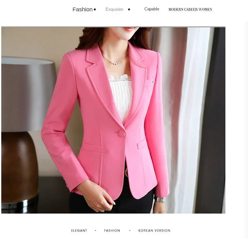 Women's Black Professional Suit Jacket | Spring/Autumn Office Blazer for Work & Interviews