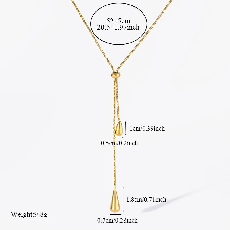 GANEMLY 316L Stainless Steel Water Drop Pendant Necklace – 18K Gold Plated Trendy Women’s Jewelry Gift