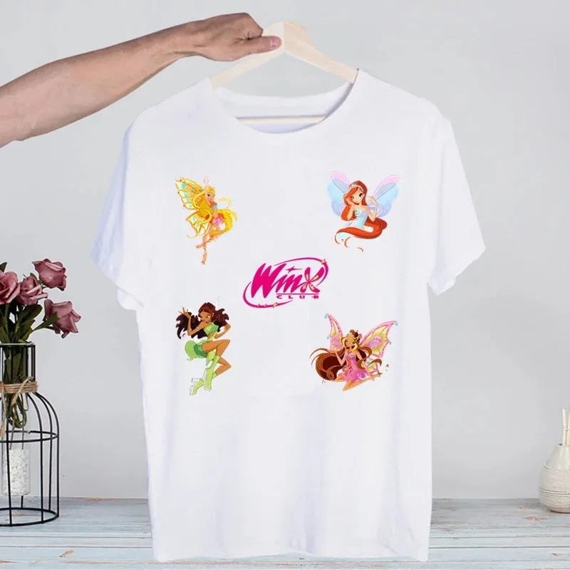 Butterfly Fairy Graphic T-Shirt | Women’s 90s Trend White Short Sleeve Tee | Casual Printed Top