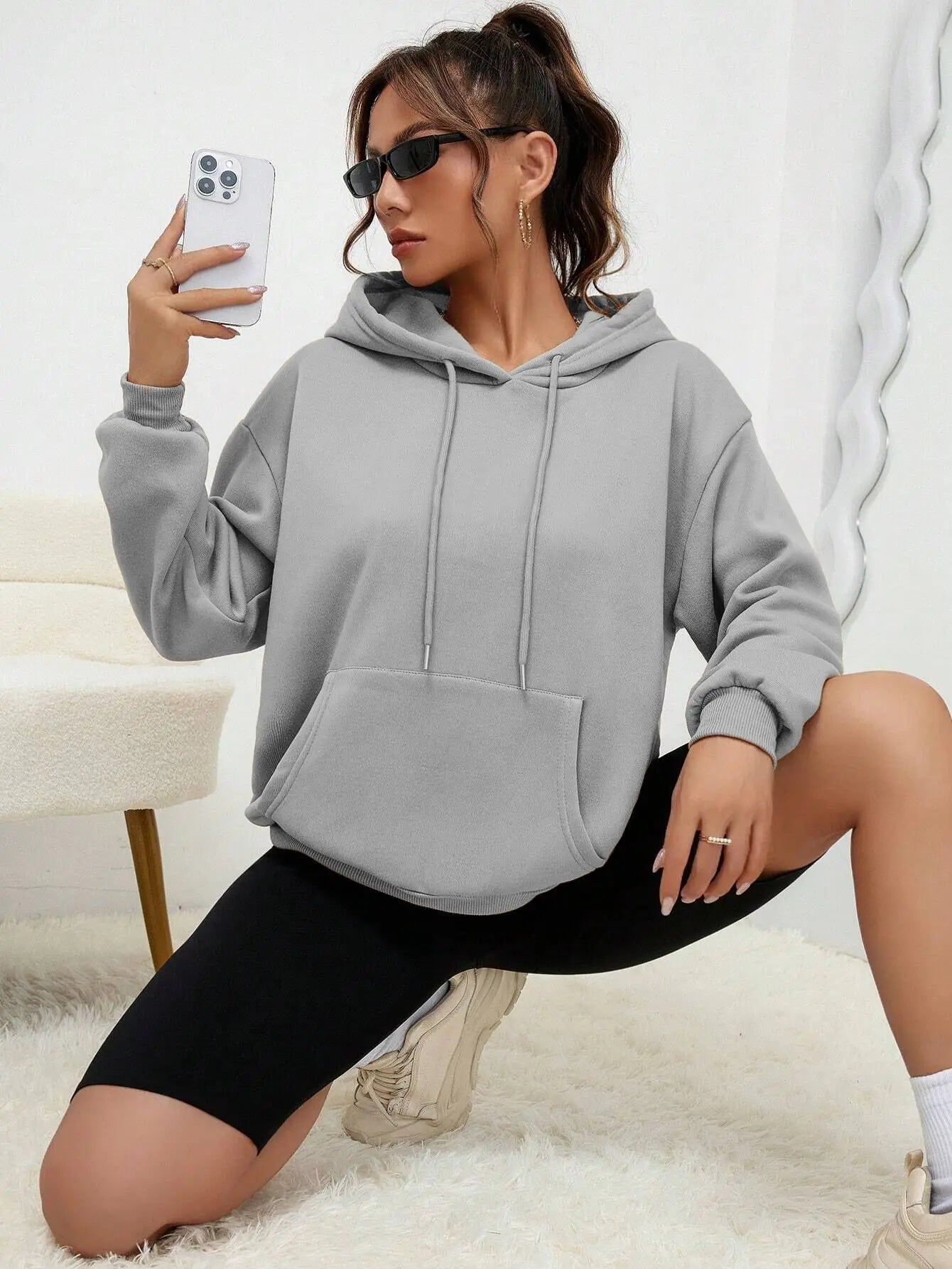 Solid Color Women’s Hoodie | Autumn Casual Fleece Pocket Hoodies | Unisex Streetwear