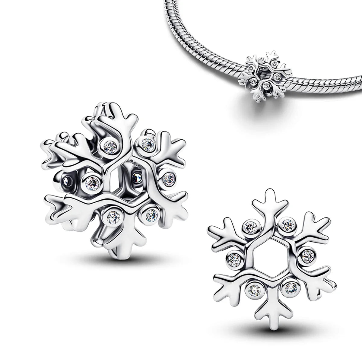 925 Sterling Silver Golden Round Necklace & Bow Earrings Set | Stars, Moon & Heart Charms Beads Women Jewelry Gift