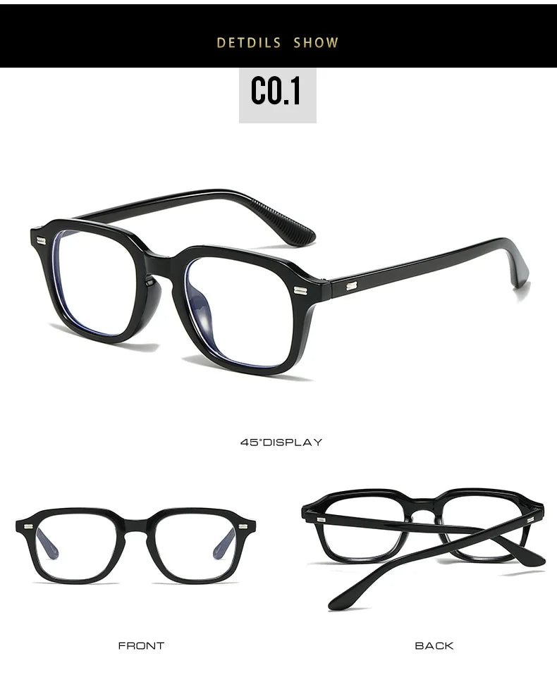 New Square Blue Light Blocking Glasses – Unisex Transparent Frame Eyewear with Rivets | Anti Blue Light Computer Glasses for Men & Women