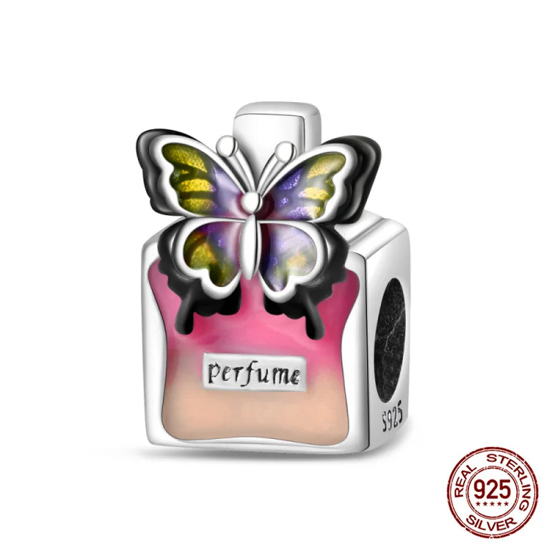 925 Sterling Silver Perfume Bottle Charm Bead – Fits Pandora Bracelet DIY Jewelry Gift for Women