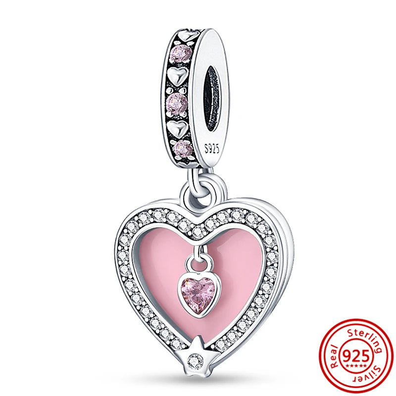 925 Sterling Silver Heart-Shaped Series Sweet Beads | Fit Original DIY Bracelet Women’s Jewelry Accessories Gift