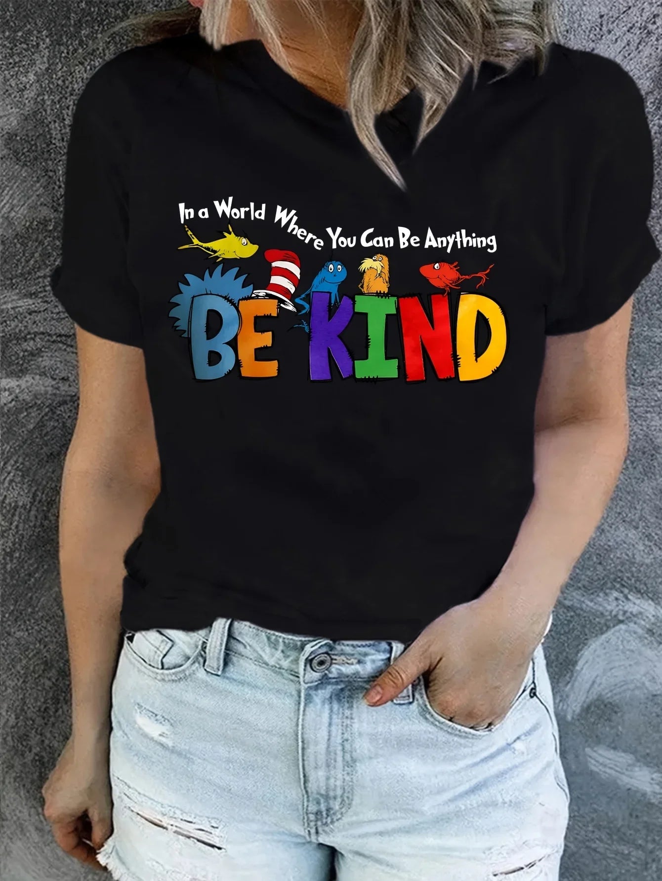 Women’s Valentines Vintage “Be Kind” Print T-Shirt | Short Sleeve Crew Neck Casual Top